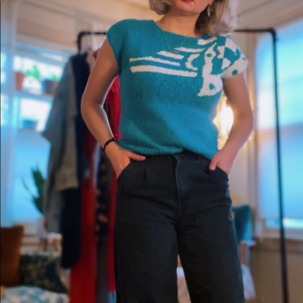 Aqua Vintage Knitted Top